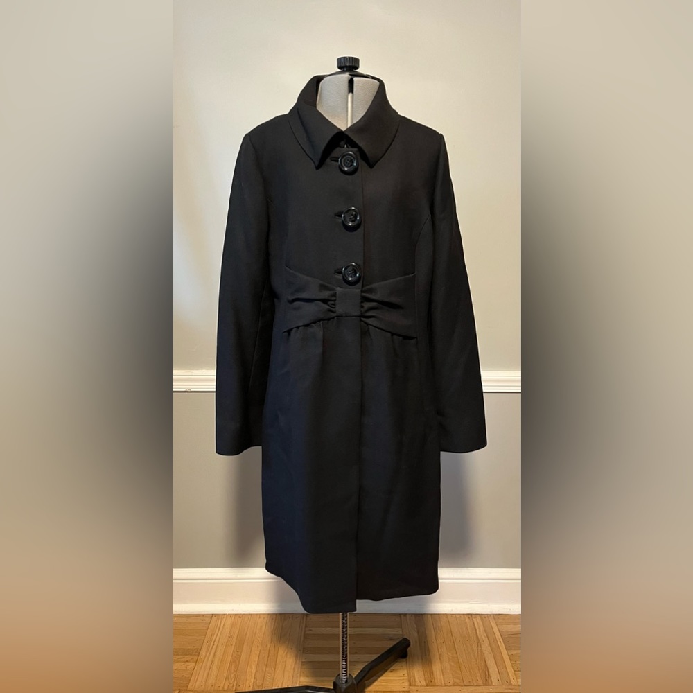 Kate Spade Black Size 10 Bow Front Winter Coat